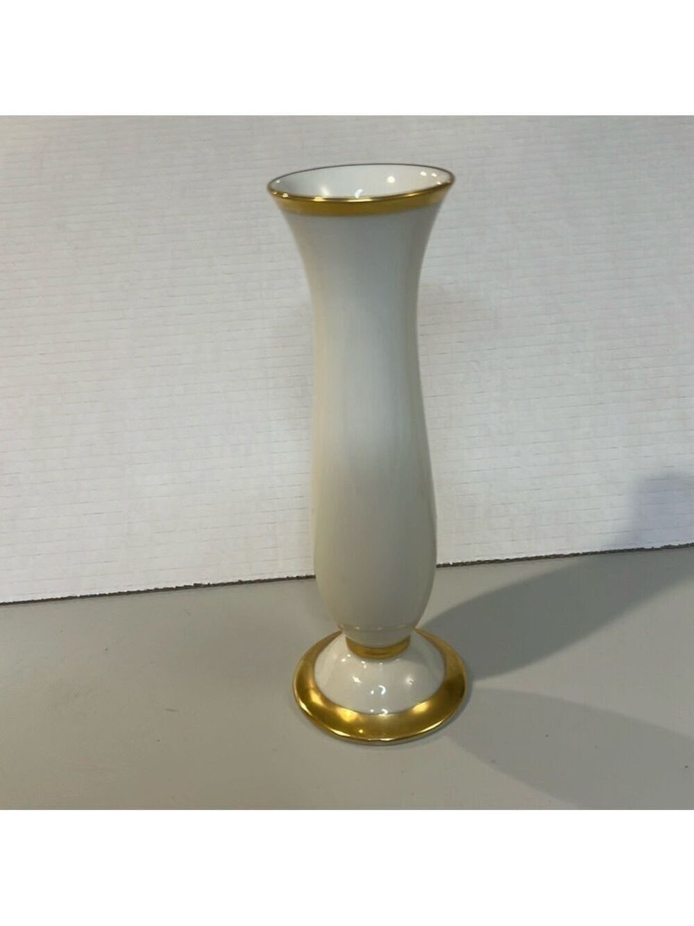 Furstenberg Germany Porcelain Bud Vase White Gold Rims